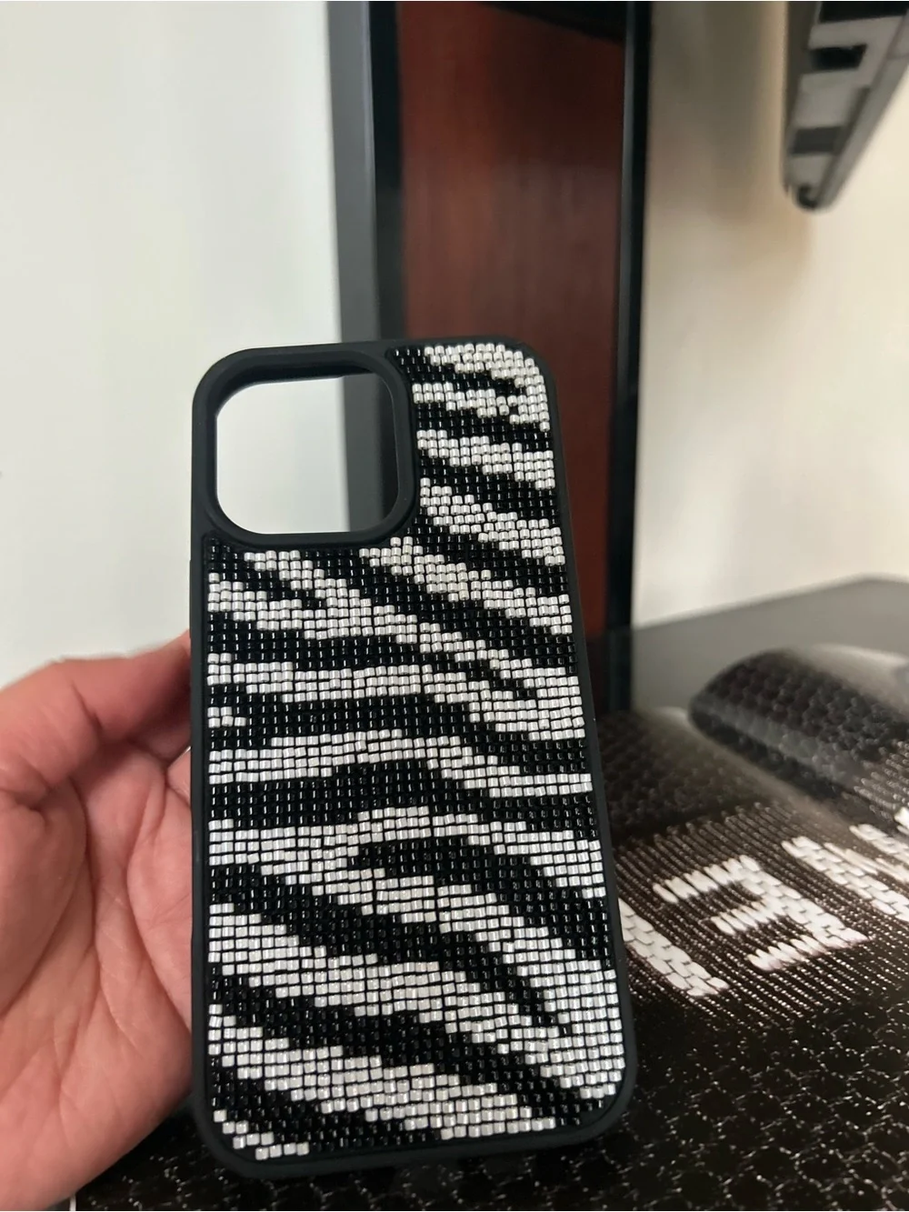 Kate spade iPhone 16 pro max Black & White Zebra Rhinestone iPhone Case